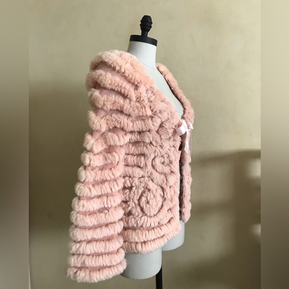 BCBGMaxAzria Blush Rabbit Fur Knit Jacket - Picture 5 of 11